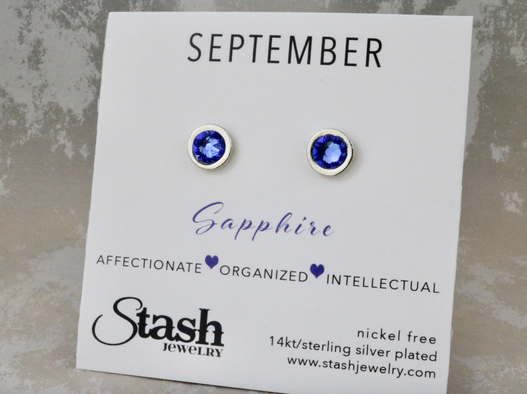 September Birthstone Studs - Sapphire