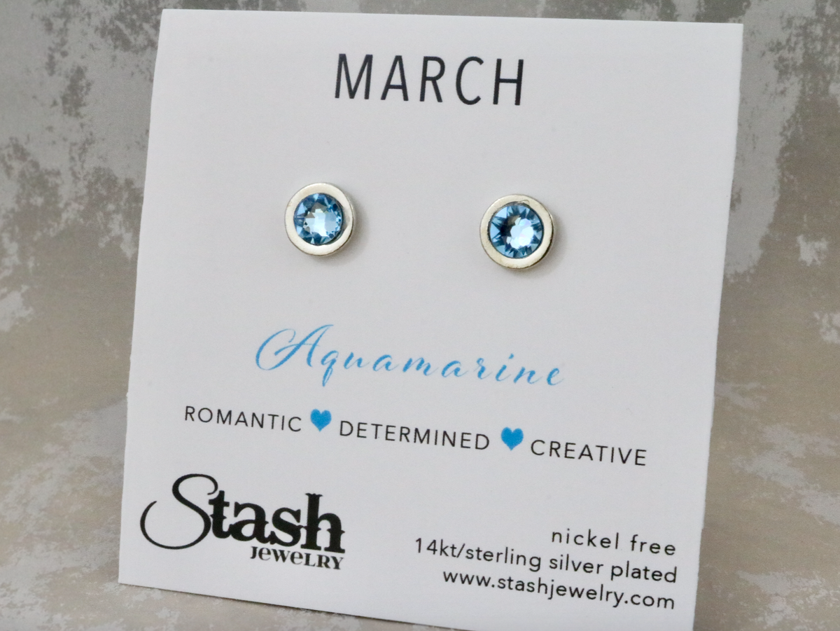 March Birthstone Studs - Aquamarine – Stash Jewelry