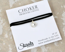Load image into Gallery viewer, Petite Suede Choker - Crystal Clear
