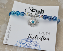 Load image into Gallery viewer, Evil Eye Bracelet - Protection - Mystic Blue Agate
