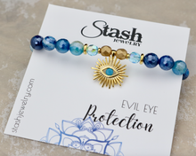 Load image into Gallery viewer, Evil Eye Bracelet - Protection - Mystic Blue Agate
