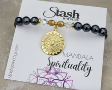 Load image into Gallery viewer, Mandala Bracelet - Spirituality - Mystic Black Agate
