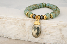 Load image into Gallery viewer, Pyrite Drop on Czech Rondelles