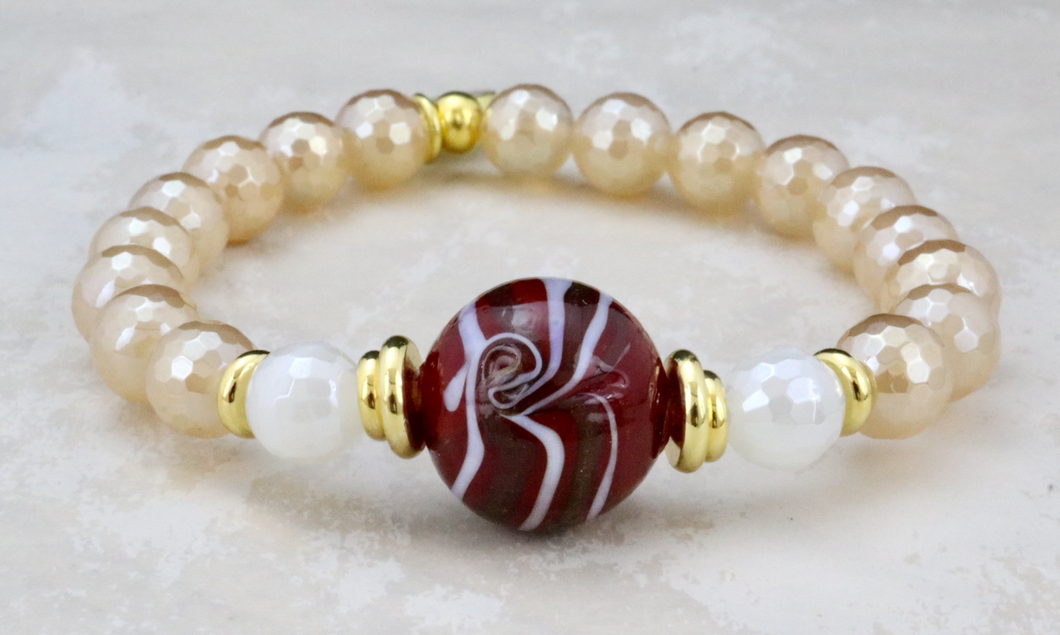 Lampwork Ball on Mystic Champagne