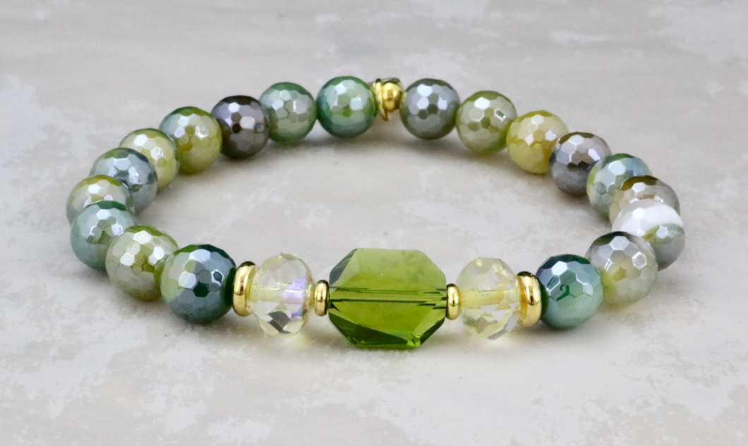 Olive Crystal on Mystic Olive Agate