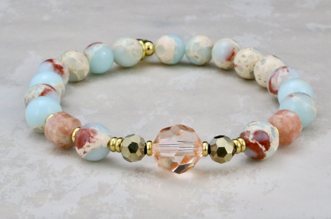 Peach Crystal on Sea Jasper