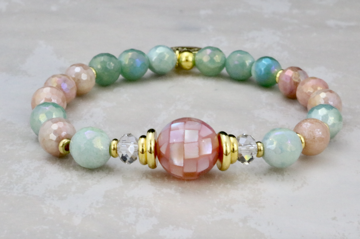 Bermuda Shell on Mystic Aventurine and Sunstone – Stash Jewelry