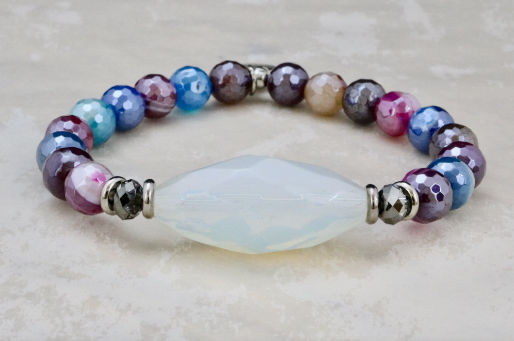 Sea Opal on Mystic Multi Agate