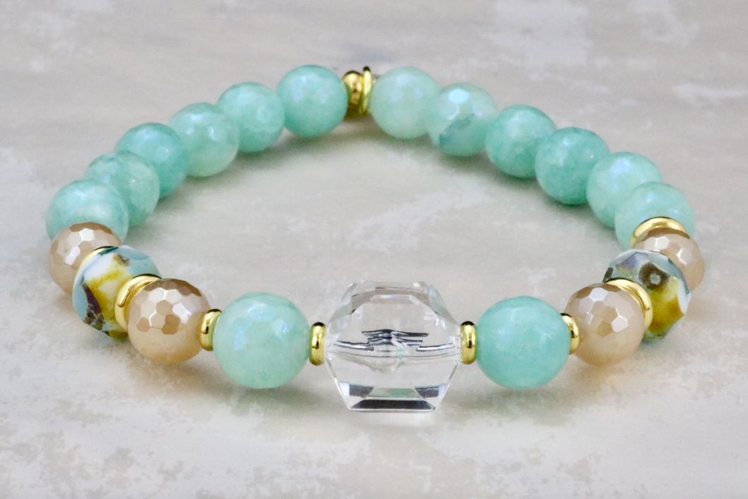 Clear Crystal on Mystic Amazonite