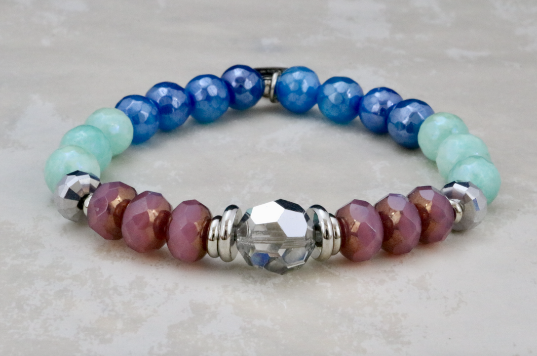 Metallic Crystal on Czech Glass and Mystic Agate