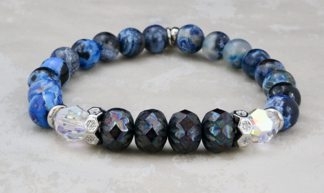 Czech Glass on Blue Fire Agate