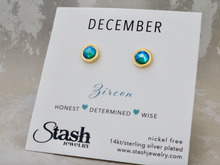 Load image into Gallery viewer, December Birthstone Studs - Zircon
