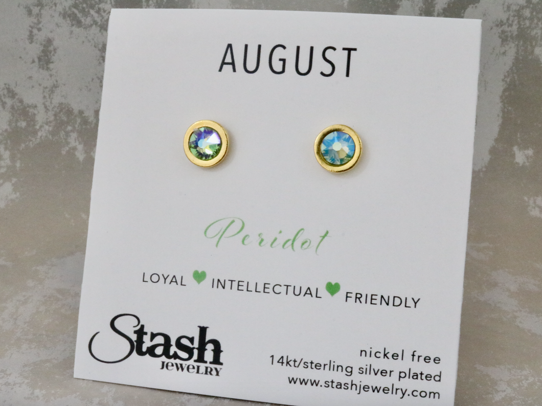 August Birthstone Studs - Peridot