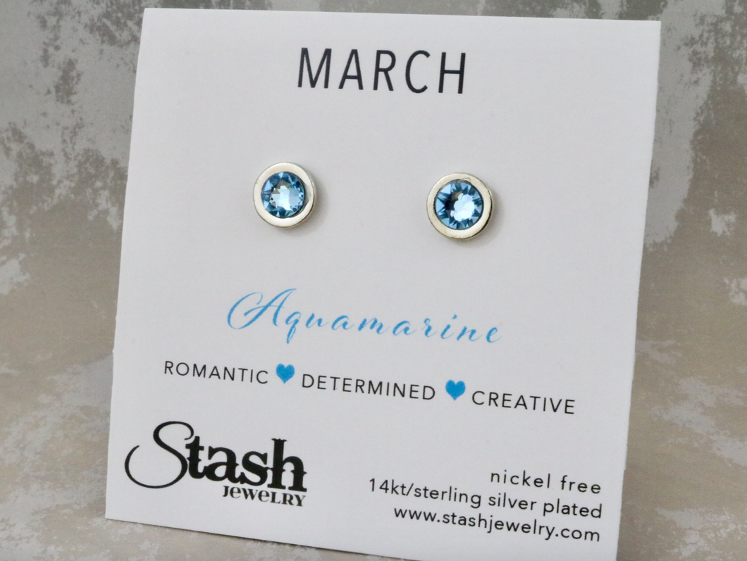 March Birthstone Studs - Aquamarine