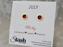 Load image into Gallery viewer, July Birthstone Studs - Ruby
