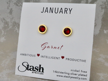 Load image into Gallery viewer, January Birthstone Studs - Garnet
