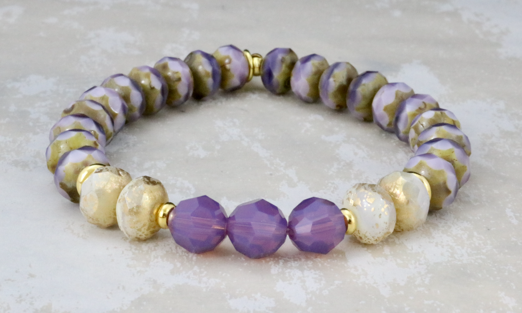 Purple Opal Trinity on 8mm Czech Rondelles