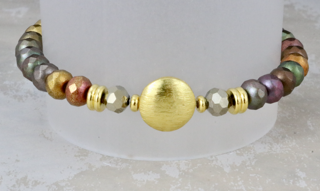 Flat Gold Center on 6mm Metallic Czech