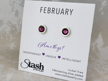 Load image into Gallery viewer, February Birthstone Studs - Amethyst
