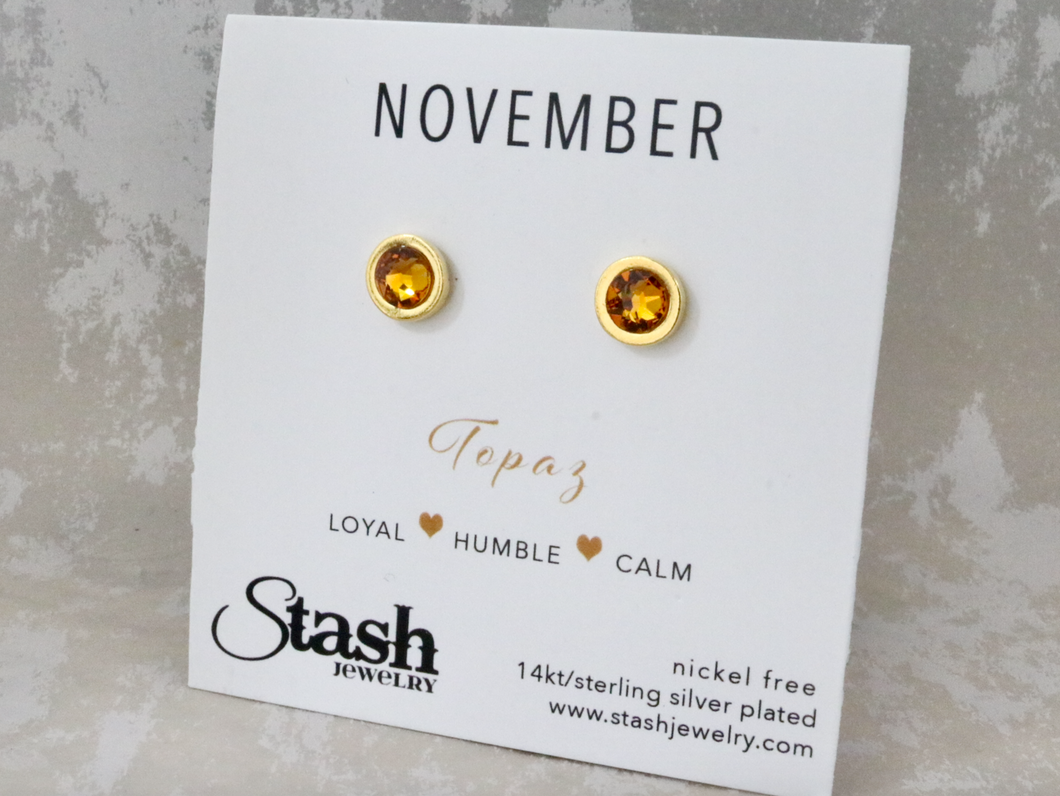 November Birthstone Studs - Topaz