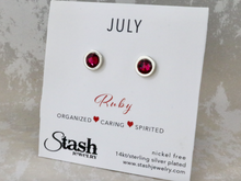 Load image into Gallery viewer, July Birthstone Studs - Ruby
