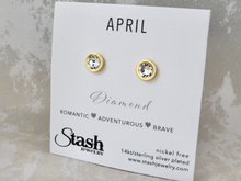 Load image into Gallery viewer, April Birthstone Studs - Diamond
