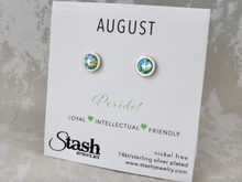 Load image into Gallery viewer, August Birthstone Studs - Peridot
