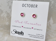 Load image into Gallery viewer, October Birthstone Studs - Pink Tourmaline
