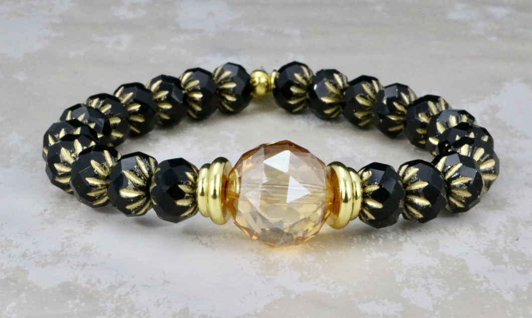 Champagne Crystal on Black Crullers