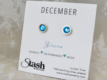 Load image into Gallery viewer, December Birthstone Studs - Zircon
