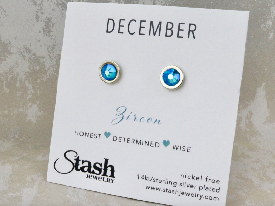 December Birthstone Studs - Zircon