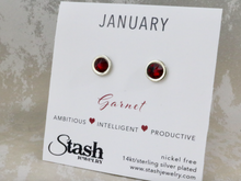 Load image into Gallery viewer, January Birthstone Studs - Garnet
