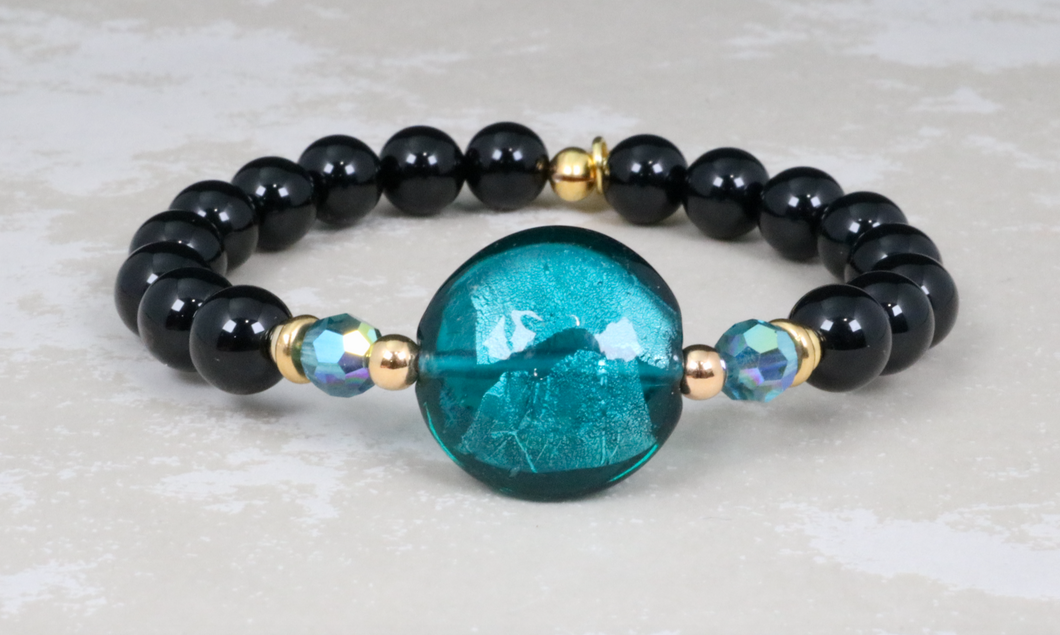 Czech glass center on onyx