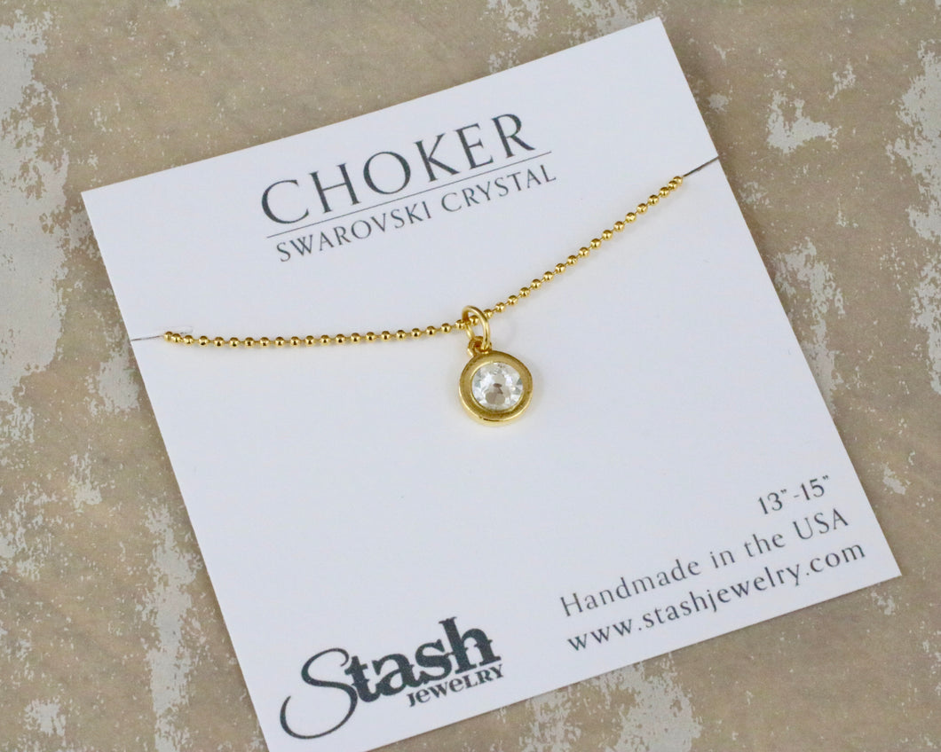 Petite Chain Choker - Clear Crystal