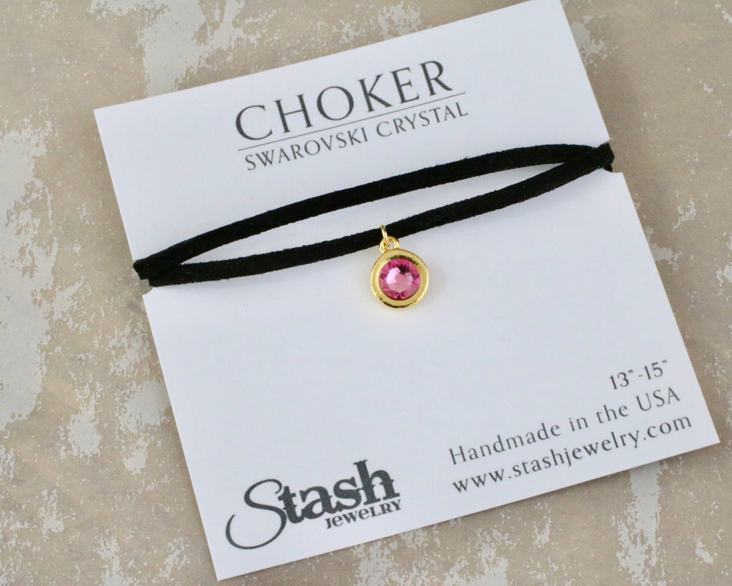 Petite Suede Choker - Pink