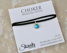 Load image into Gallery viewer, Petite Suede Choker - Zircon Shimmer
