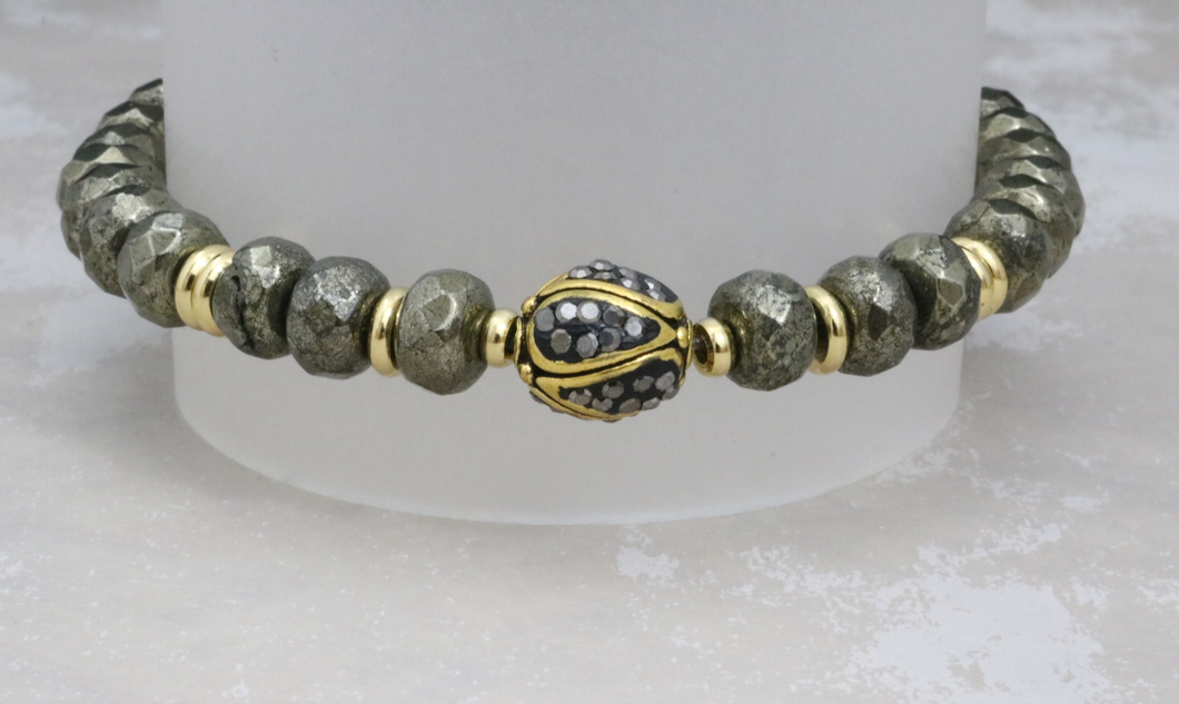 Pave Crystal Bead on Pyrite - Stash Jewelry Exclusive