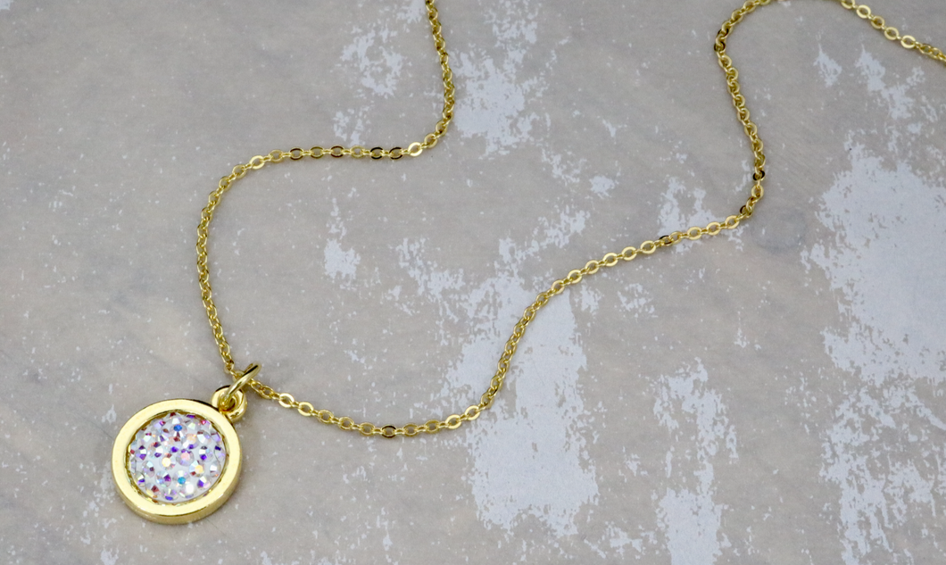 Crystal Pave Pendant Necklace - Crystal AB