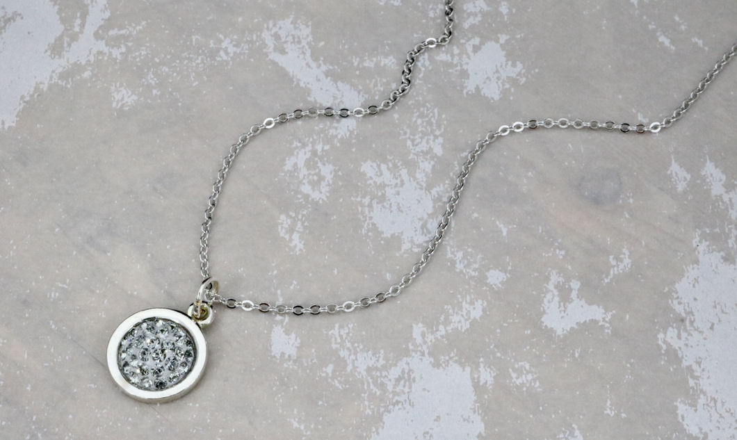 Crystal Pave Pendant Necklace - Black Diamond