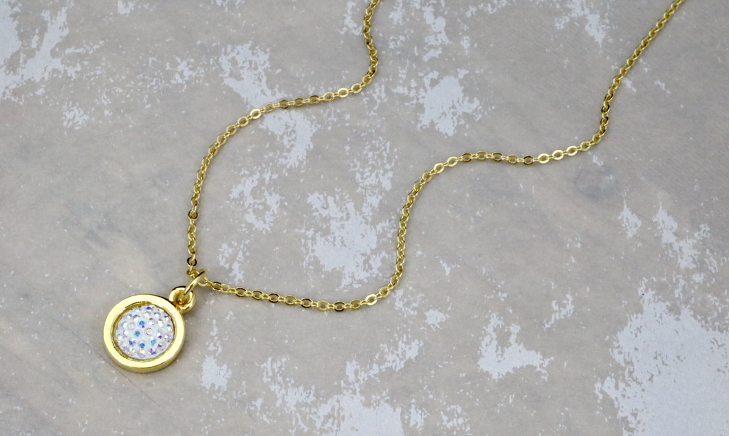 Crystal Pave Pendant Choker - Crystal AB