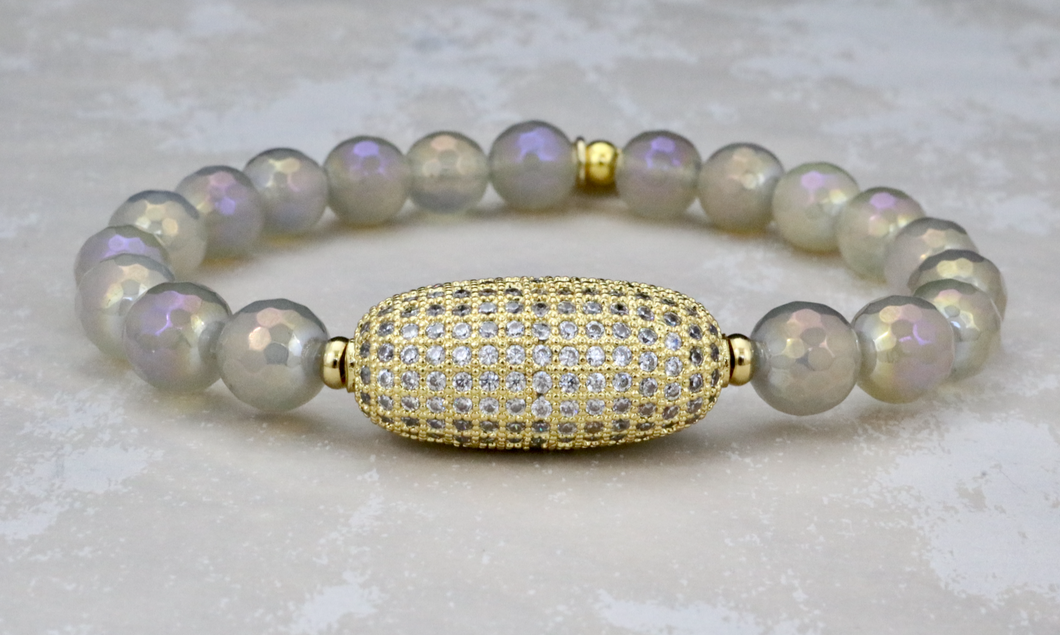 Marley Bracelet - Gold Mystic Gray Agate