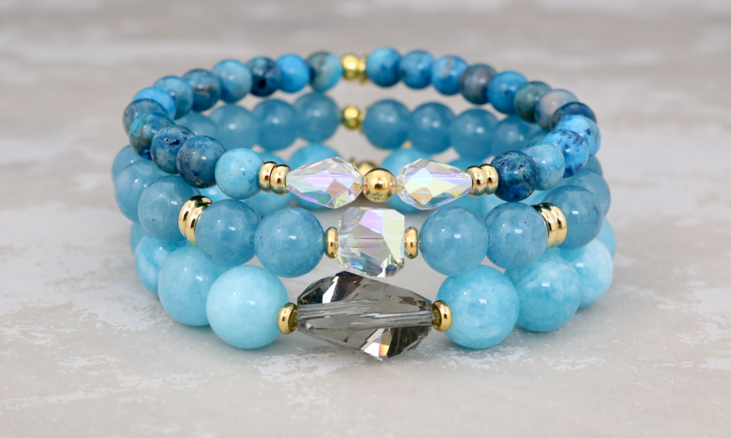 Quartz and Agate Bracelet Set