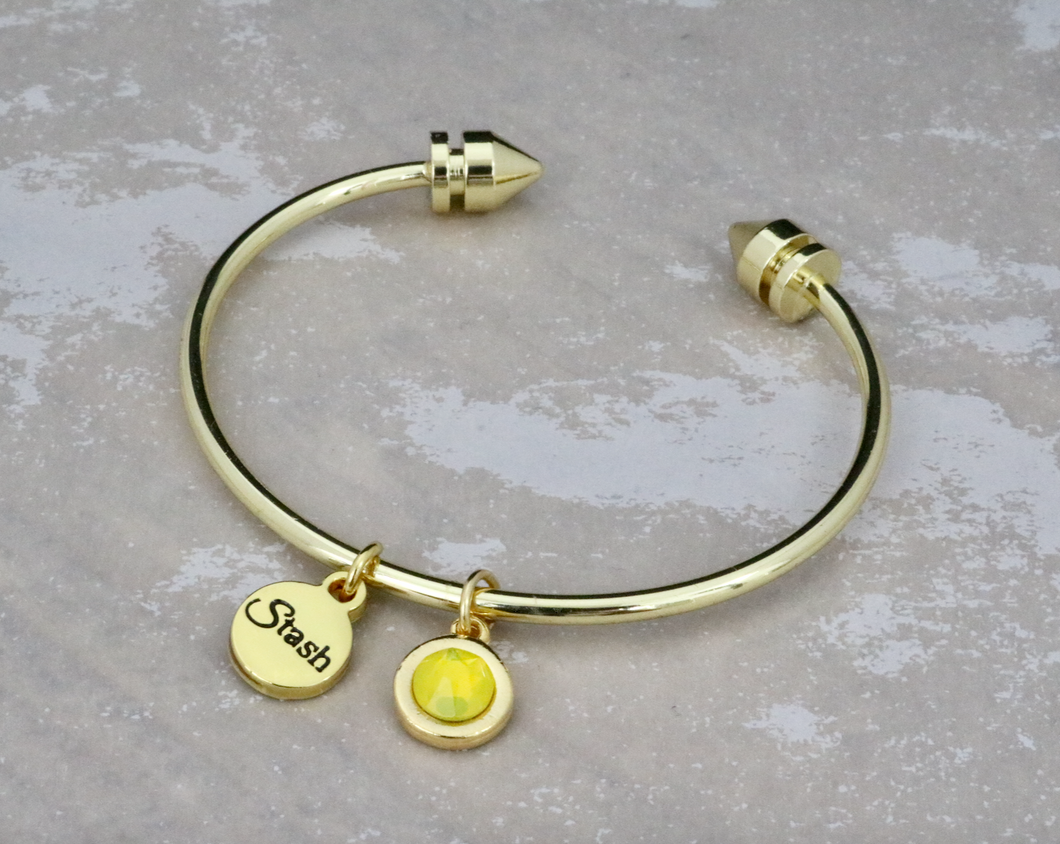 Barcelona Bangle with Yellow Opal Crystal Charm