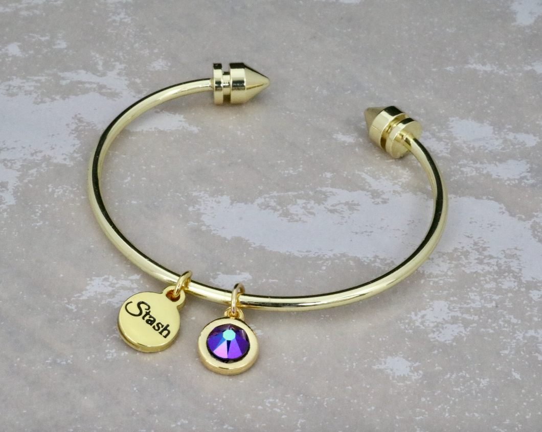 Barcelona Bangle with Cosmic Black Crystal Charm