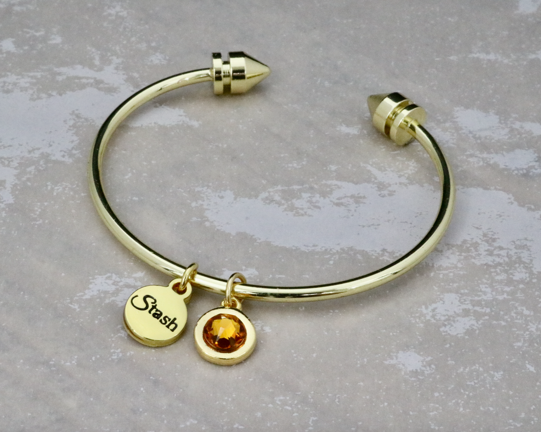 Barcelona Bangle with November Birthstone Crystal Charm - Topaz