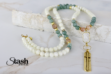 Load image into Gallery viewer, Mother of Pearl and Dusty Jade Beaded Necklace
