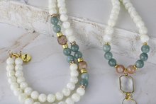 Load image into Gallery viewer, Mother of Pearl and Dusty Jade Beaded Necklace
