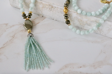 Load image into Gallery viewer, Green Moonstone and Pyrite Beaded Necklace
