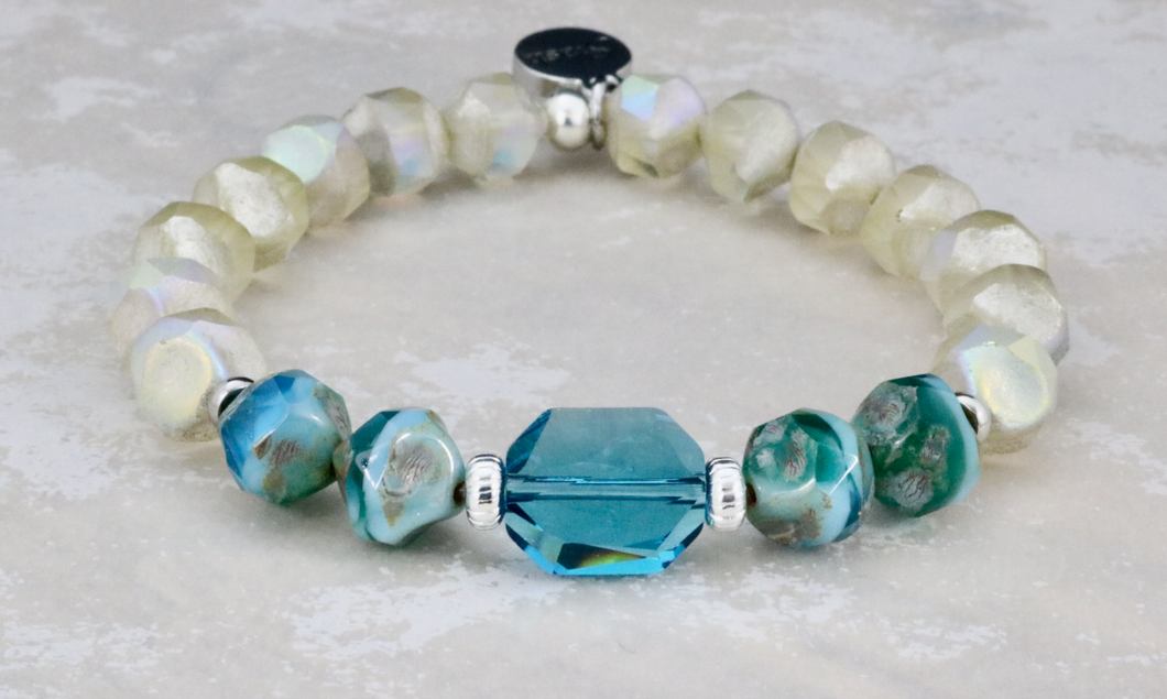 Indicolite Crystal on Czech Glass