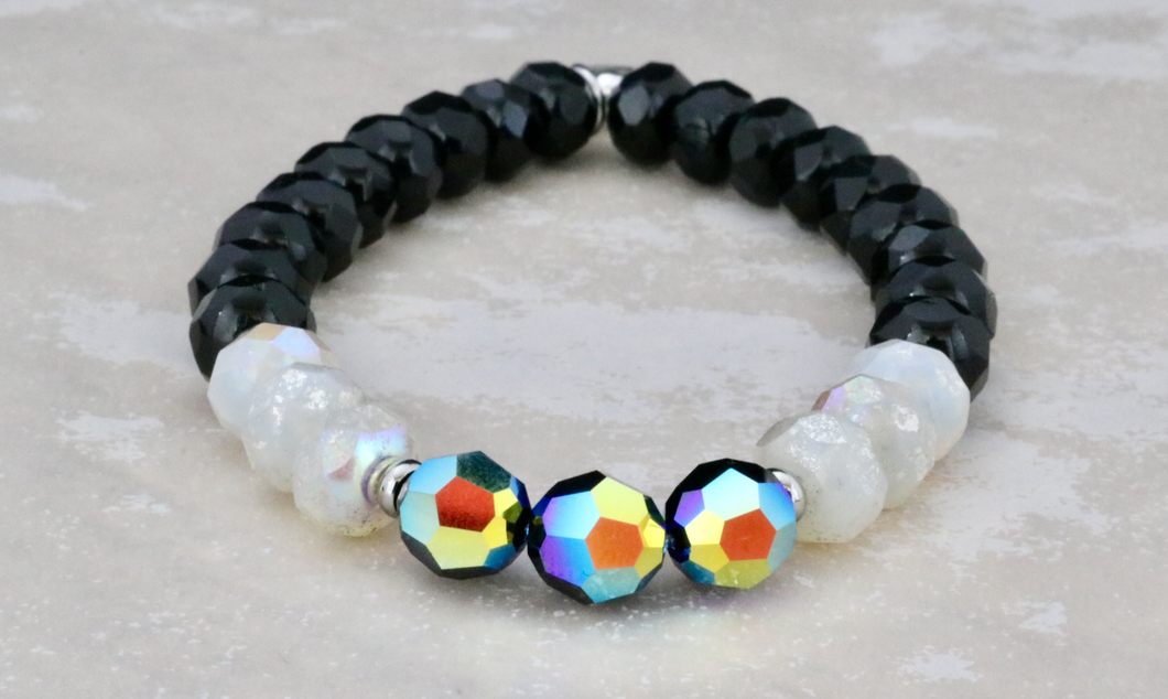 Czech Rondelle and Crystal Trinity Bracelet